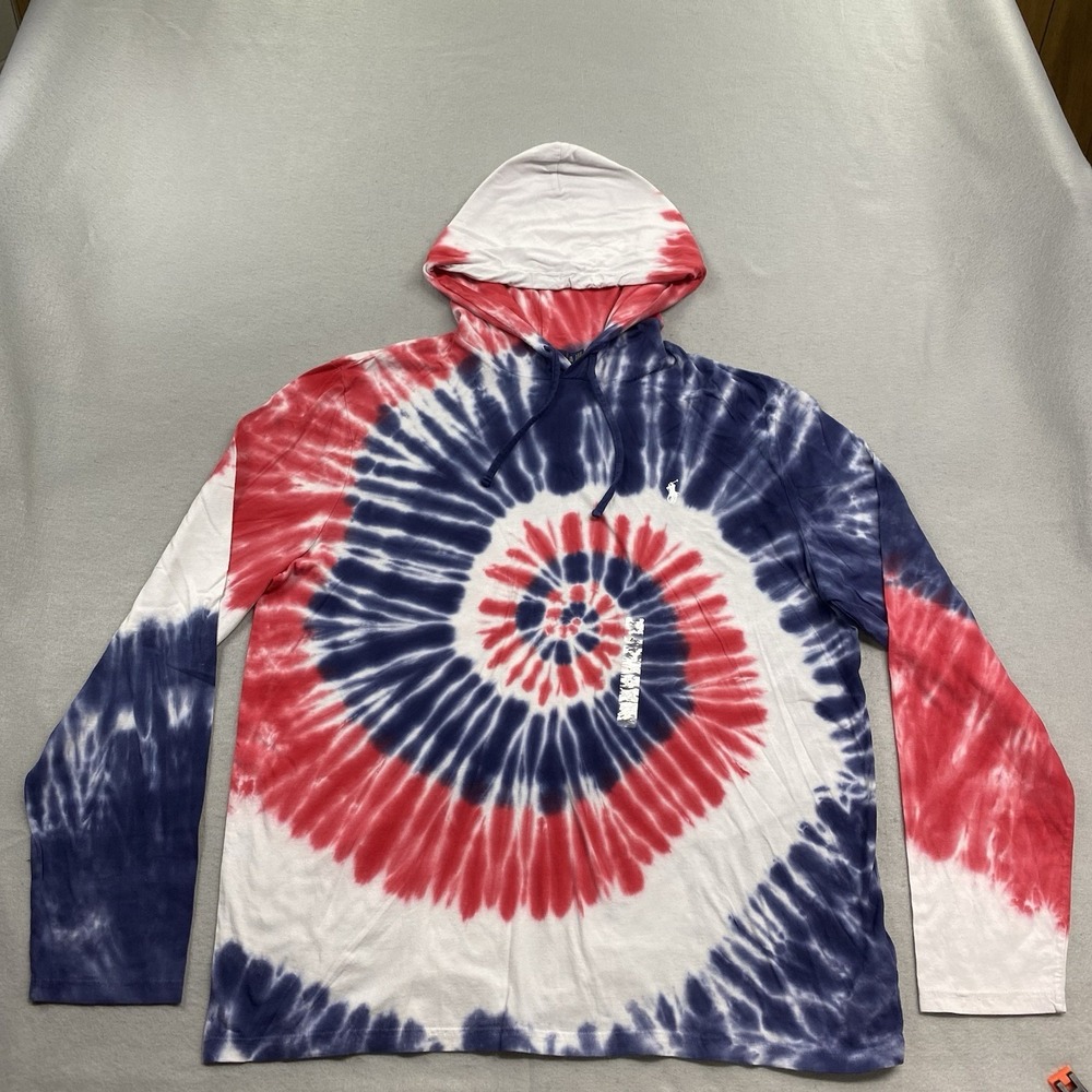 Polo Ralph Lauren T Shirt Mens XL Red White Blue Hoodie Tie Dye Classic Fit